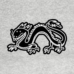 Dragon Black and White Line Art T-Shirt